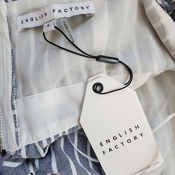 NWT English Factor Blue & White Striped Peplum Tank Top (L) - Picture 9 of 9